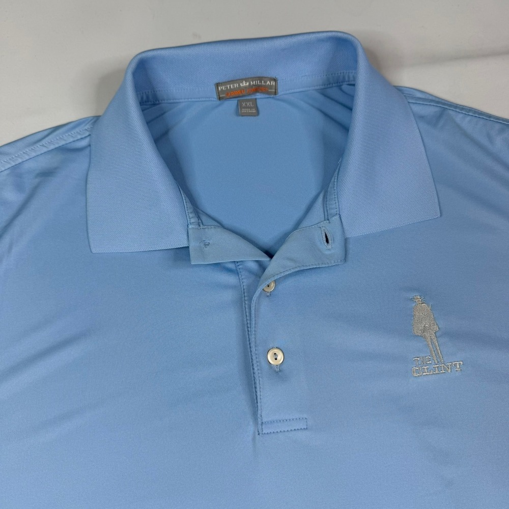 Peter Millar Summer Comfort Polo Shirt Mens 2XL Blue Tehama Golf The Clint